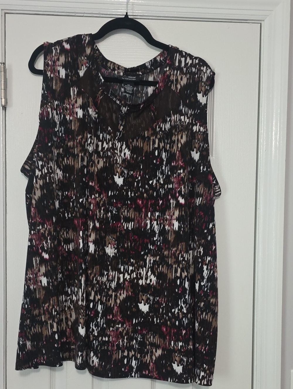 Catherines Black, Brown & Pink Abstract Print Sleeveless Camisole